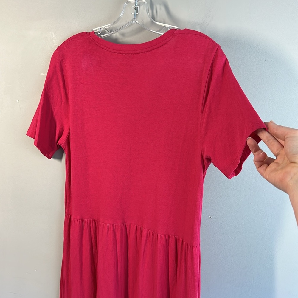 J. Crew Factory Womens Pink Lagenlook Tiered V-Neck Midi Dress Size Medium Midi - Picture 10 of 11